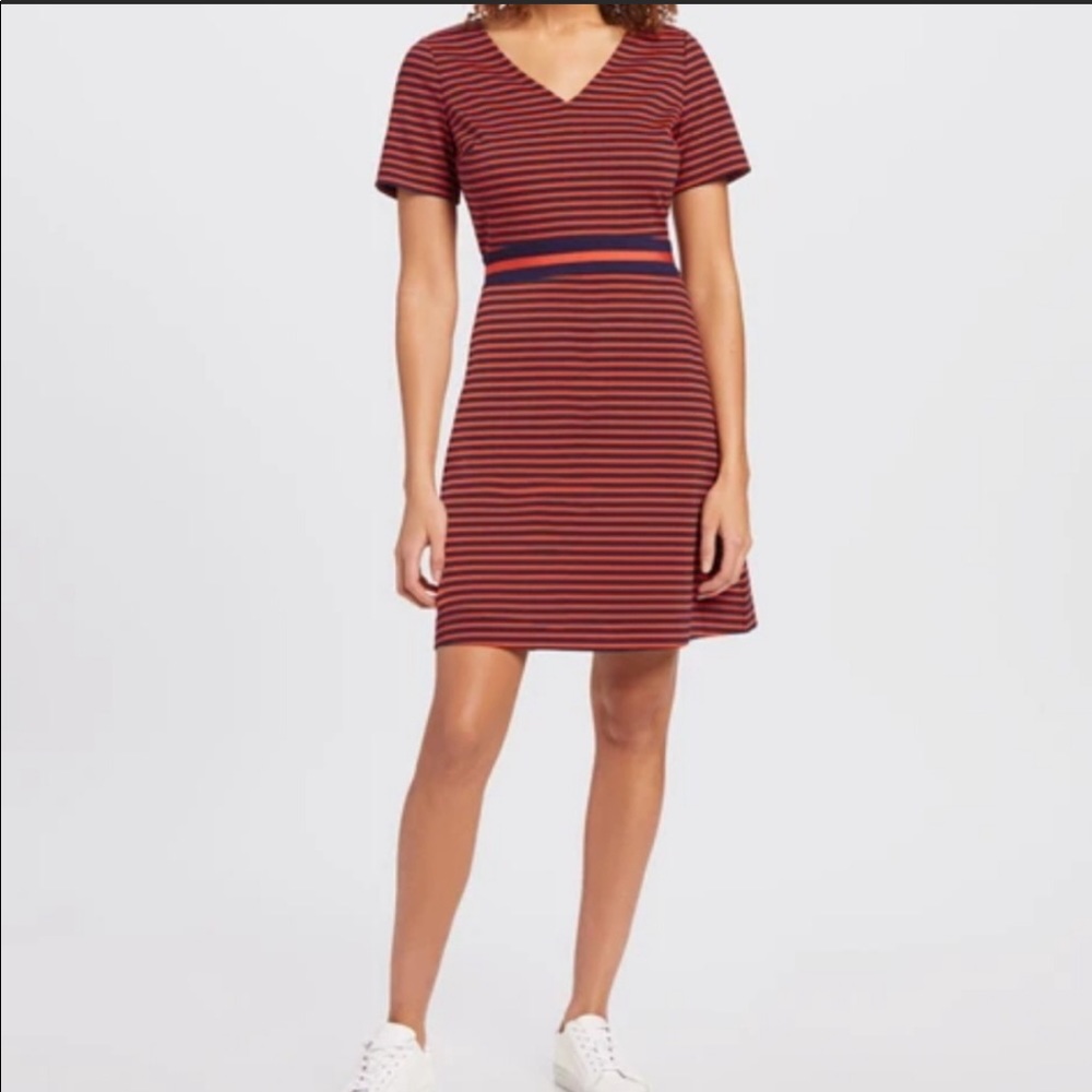 NWOT Draper James Red Navy Striped Dress, M